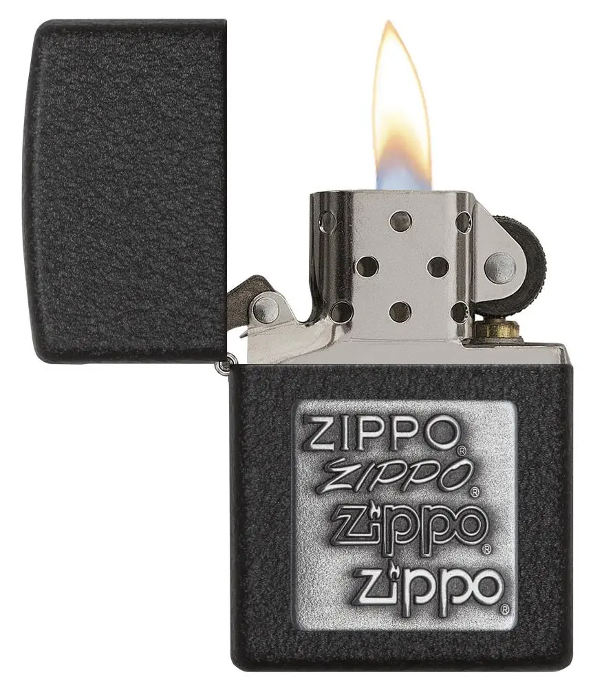 Black Crackle Silver Zippo Logo 2