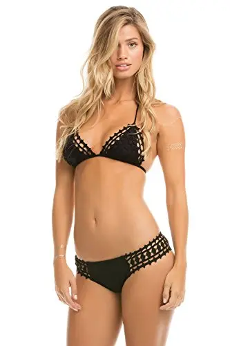 Ale By Alessandra Women's Free Spirit Sliding Triangle Bikini Top Black S 1