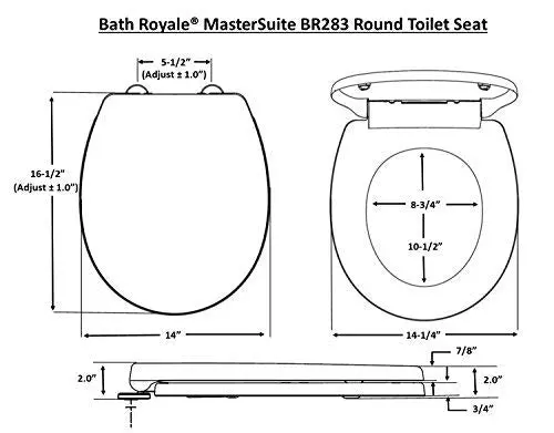 Bath Royale Mastersuite Round Toilet Seat With Cover, White, Slow-Close, Quick-Release For Easy Cleaning 1