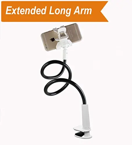 Cell Phone Lazy Mount Holder, Diy Rotating Cellphone Bracket Stand With Solid Steel And Flexible Long Arm Clip For Desk, Bed, Bedside To Hold Iphone And Universal Mobile Phone, 31.5-In,Panda White 1