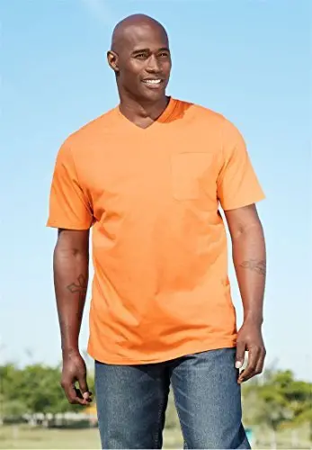 Kingsize Men's Big & Tall Longer-Length Lightweight V-Neck Tee, Black Big-5Xl 2