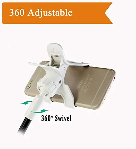 Cell Phone Lazy Mount Holder, Diy Rotating Cellphone Bracket Stand With Solid Steel And Flexible Long Arm Clip For Desk, Bed, Bedside To Hold Iphone And Universal Mobile Phone, 31.5-In,Panda White 2