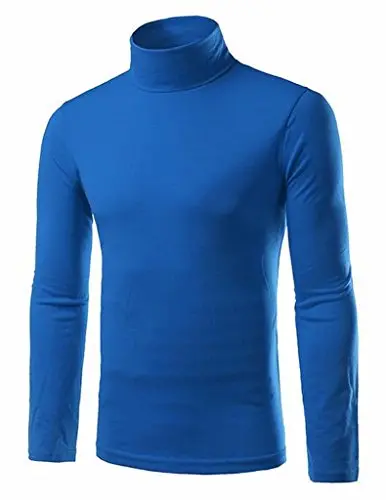 Generic Mens Basic Solid Color Long Sleeve Turtle Neck Slim T-Shirt 1