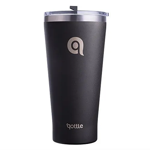 Qottle 30 Oz Double-Wall Vacuum Insulated Tumbler - Coffee Travel Cup With Lid-Black 1