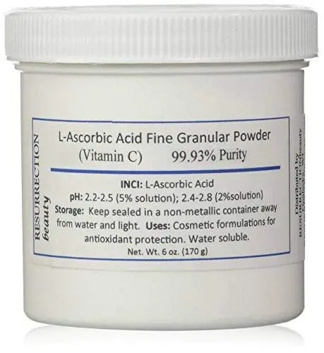 L-Ascorbic Acid Powder (Vitamin C), 6 Oz. Jar. For Use In Serums And Cosmetic Formulations. 1