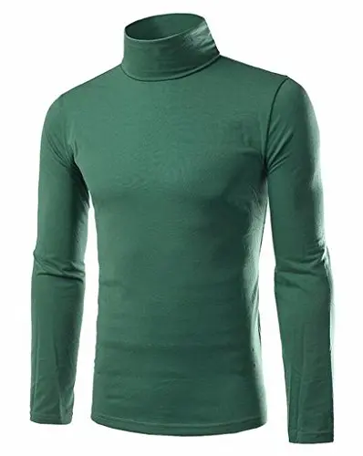 Generic Mens Basic Solid Color Long Sleeve Turtle Neck Slim T-Shirt 2