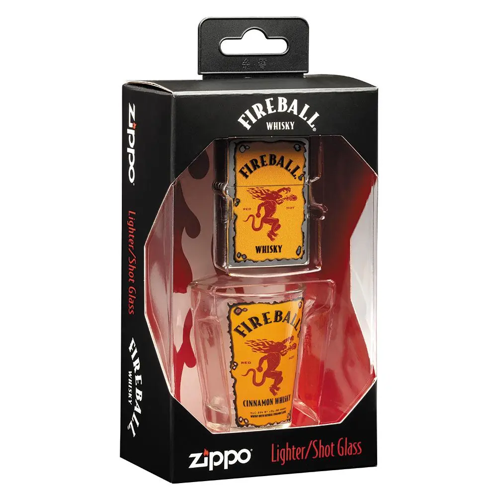Fireball Shot Glass & Lighter Gift Set 1