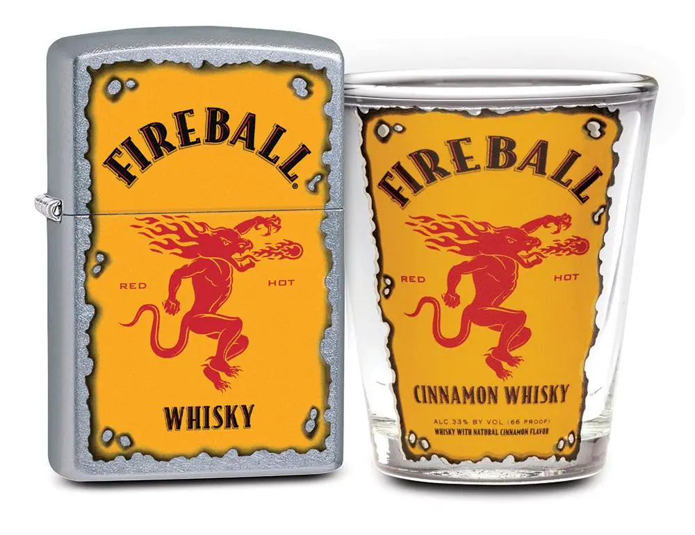 Fireball Shot Glass & Lighter Gift Set 2