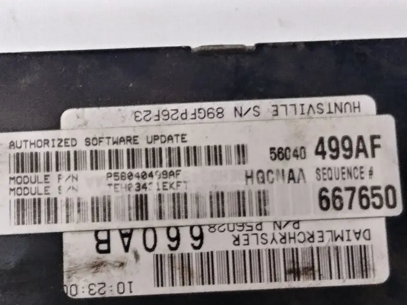 2003 Dodge Dakota 4.7L At Engine Control Module (Ecm). Part Number 56040499Af 2