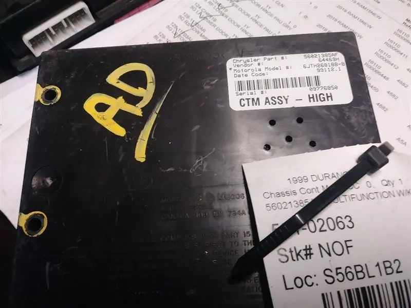 1999 Dodge Durango Timing And Alarm Module. Part Number 56021385Af 1