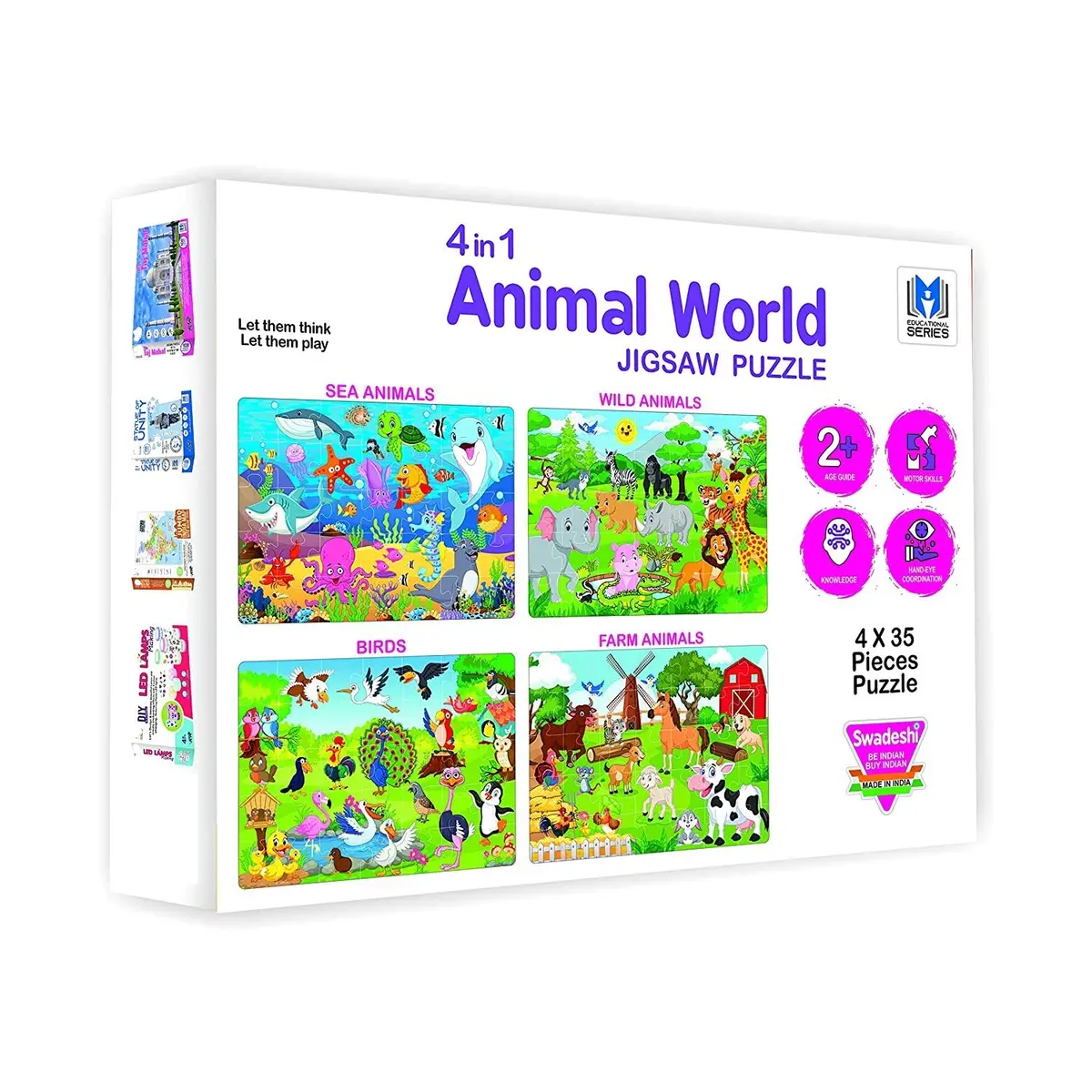 Ratna's 4 In 1 Animal World 4X35 140 Pieces Jigsaw Puzzle For Kids (Sea, Wild, Birds, Farm Animals) 2