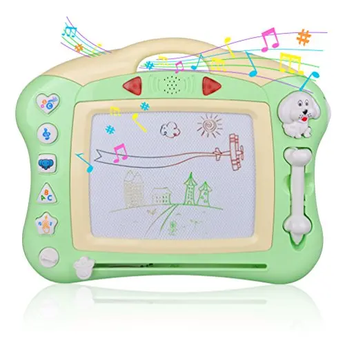 Meland Magnetic Drawing Board - Magna Drawing Doodle Board For Kids Toddlers With Light And Music (Green) 1