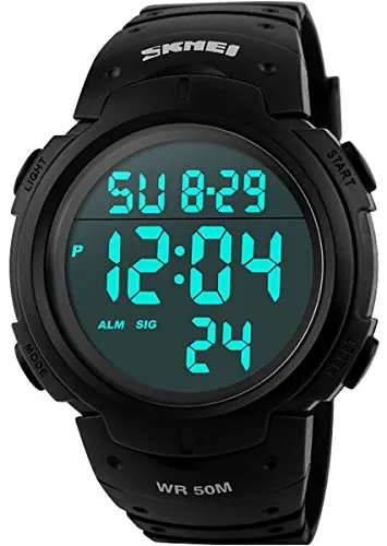 Men's Digital Sports Watch Led Screen Large Face Military Watches And Waterproof Casual Luminous Stopwatch Alarm Simple Army Watch - Black 1