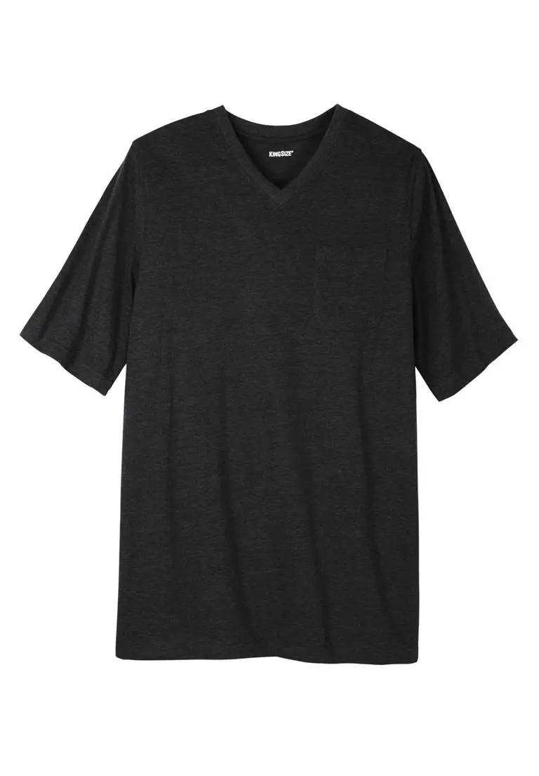 Kingsize Men's Big & Tall Longer-Length Lightweight V-Neck Tee, Black Big-5Xl 1