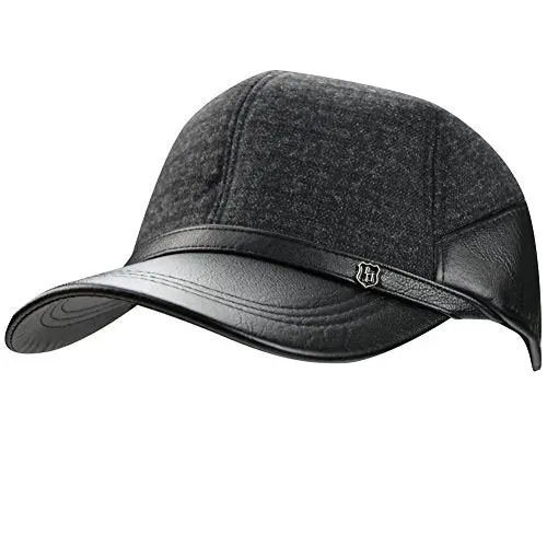 Eyourlife2012 Men's Fall Winter Warm Woolen Peaked Baseball Cap Hat With Earmuffs Ear Flap - Black - 1