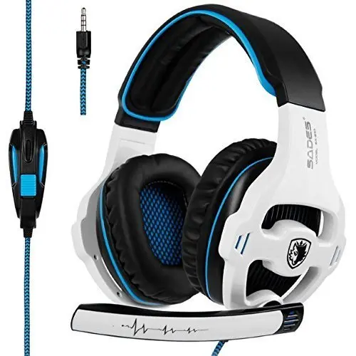 Sades Sa810 Newest Version New Xbox One, Ps4 Gaming Headset With 3.5Mm Wired Over-Ear Noise Isolating Microphone Volume Control For Mac/Pc/Laptop/Ps4/Xbox One (Black&White) 1