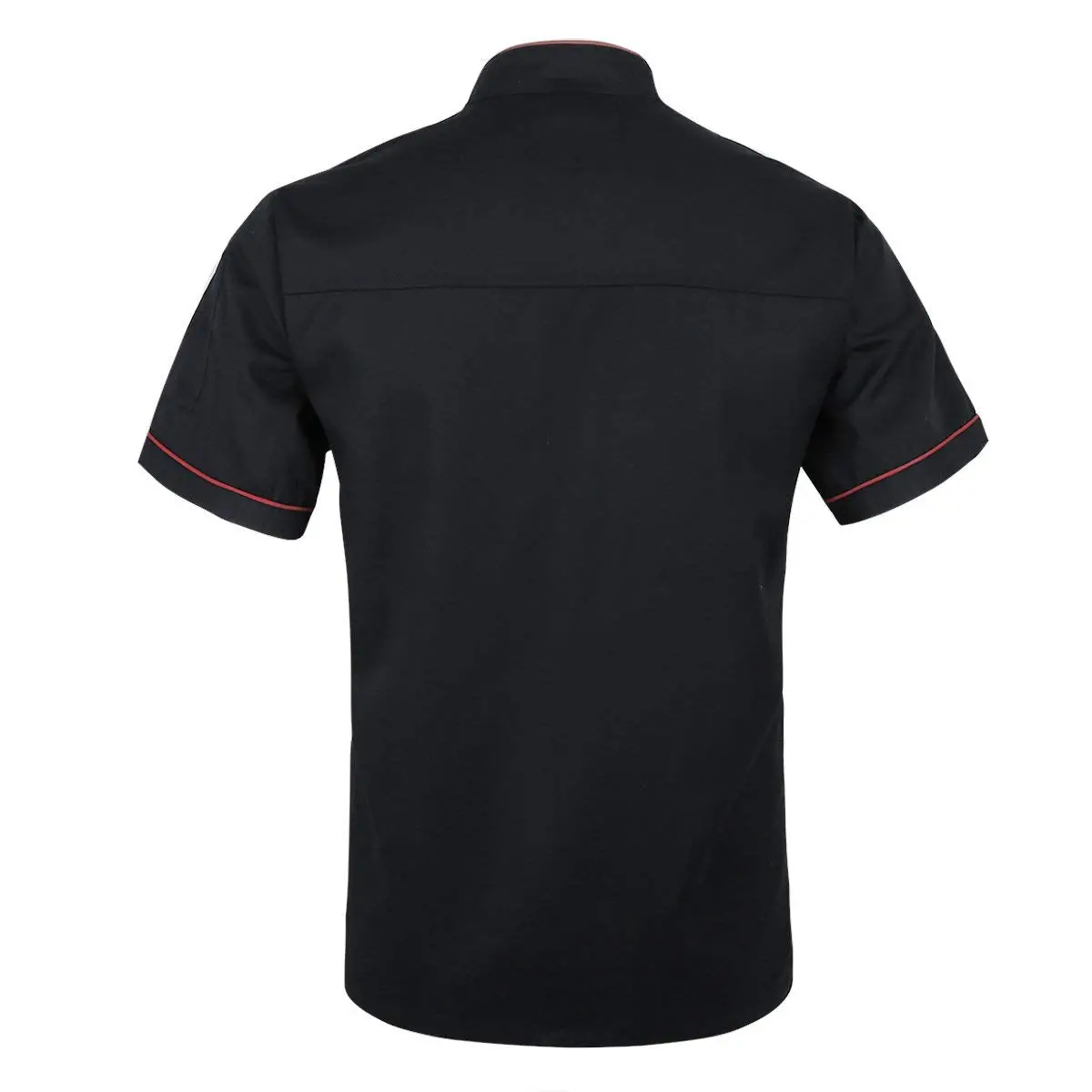 Iefiel Men's Short Sleeve Chef Jacket Kitchen Cook Coat Stripe Cooker Restaurant Uniforms 1