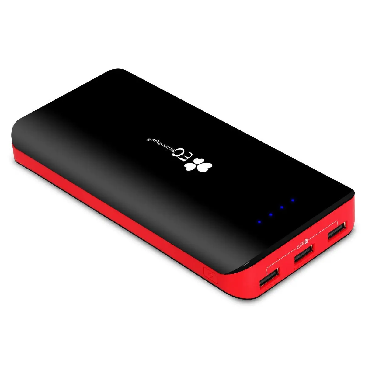 Ec Technology 22400Mah Power Bank Ultra High Capacity External Battery 3 Usb Output(5.5A) Powerbank Dual Input Port (4A) Portable Charger For Iphone, Ipad, Samsung, Nexus And More, Black And Red 1