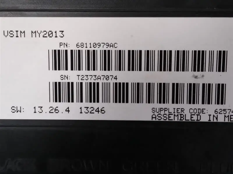 2014 Ram3500 Vehicle System Interface Module (Vsim). Part Number 68110979Ac 2