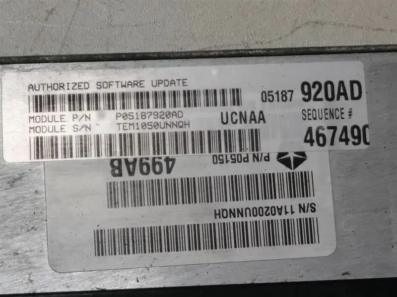 Powertrain Control Module #05187920Ad 2010 Dodge Ram 1500 2