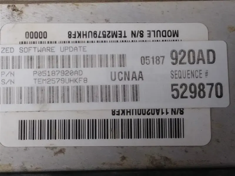Powertrain Control Module #05187920Ad 2010 Dodge Ram 1500 2