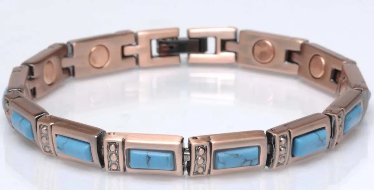 Copper Magnetic Turquoise Link Bracelet Style #Tq-14 1