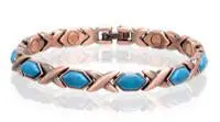 Solid Copper Magnetic Turquoise Link Bracelet Style #Tq-Sq 1