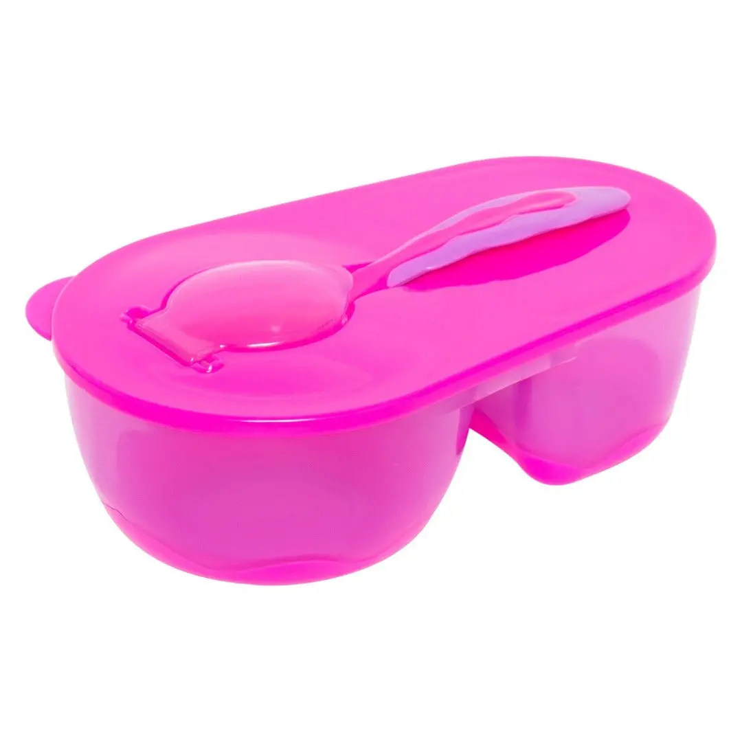 Feeding Bowl With Spoon Soft Tips Fits Easily Into Diaper Bags  (Dark Pink) 1