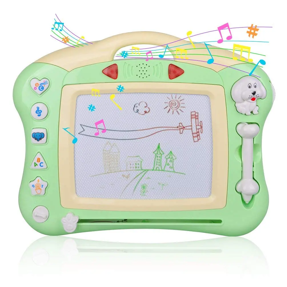 Meland Magnetic Drawing Board - Magna Drawing Doodle Board For Kids Toddlers With Light And Music (Green) 1