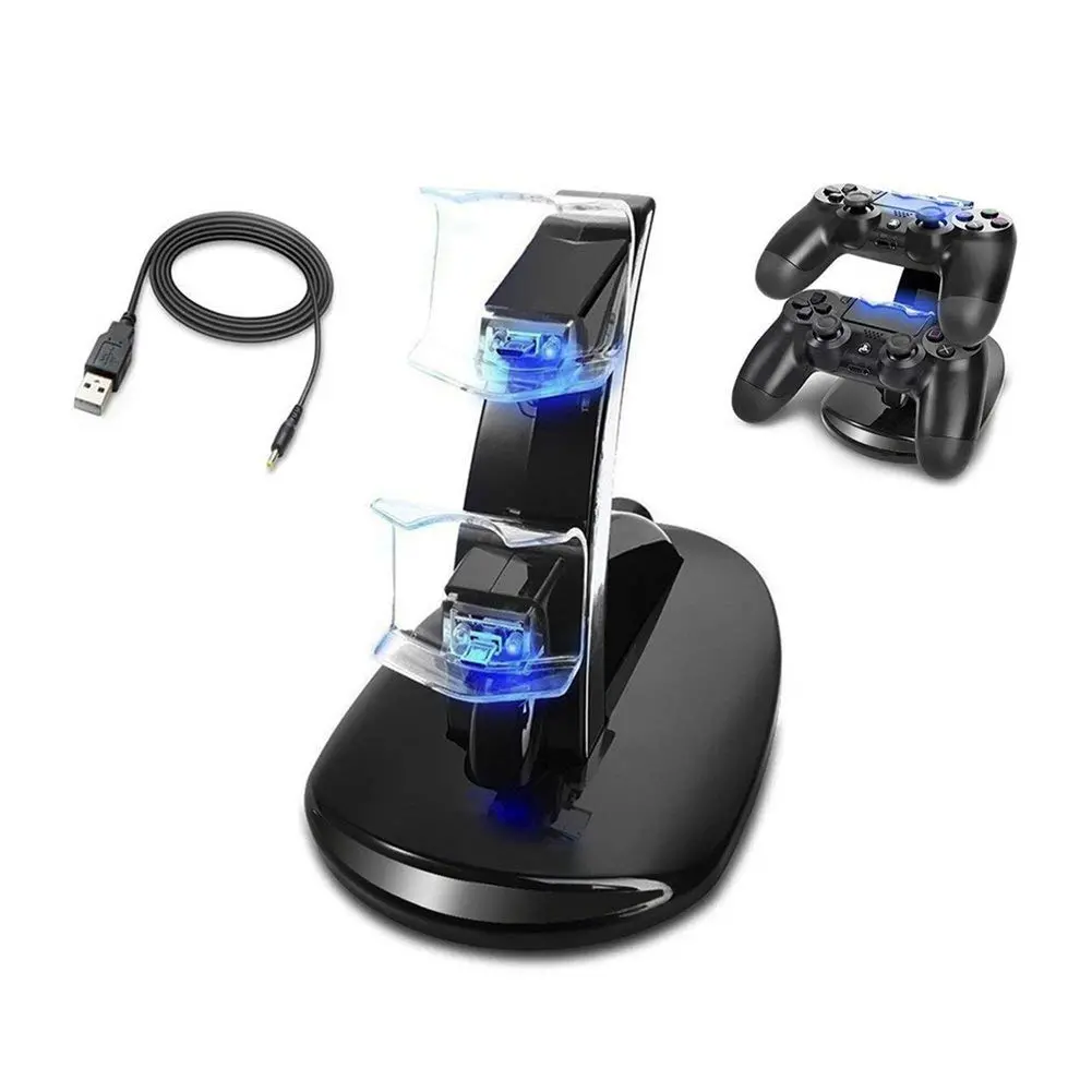 Ps4 Controller Charger, Dual Usb Fast Charging Dock Station Stand Holder With Led Indicator For Sony Playstation 4/Ps4/Ps4 Pro/Ps4 Slim Controller 1
