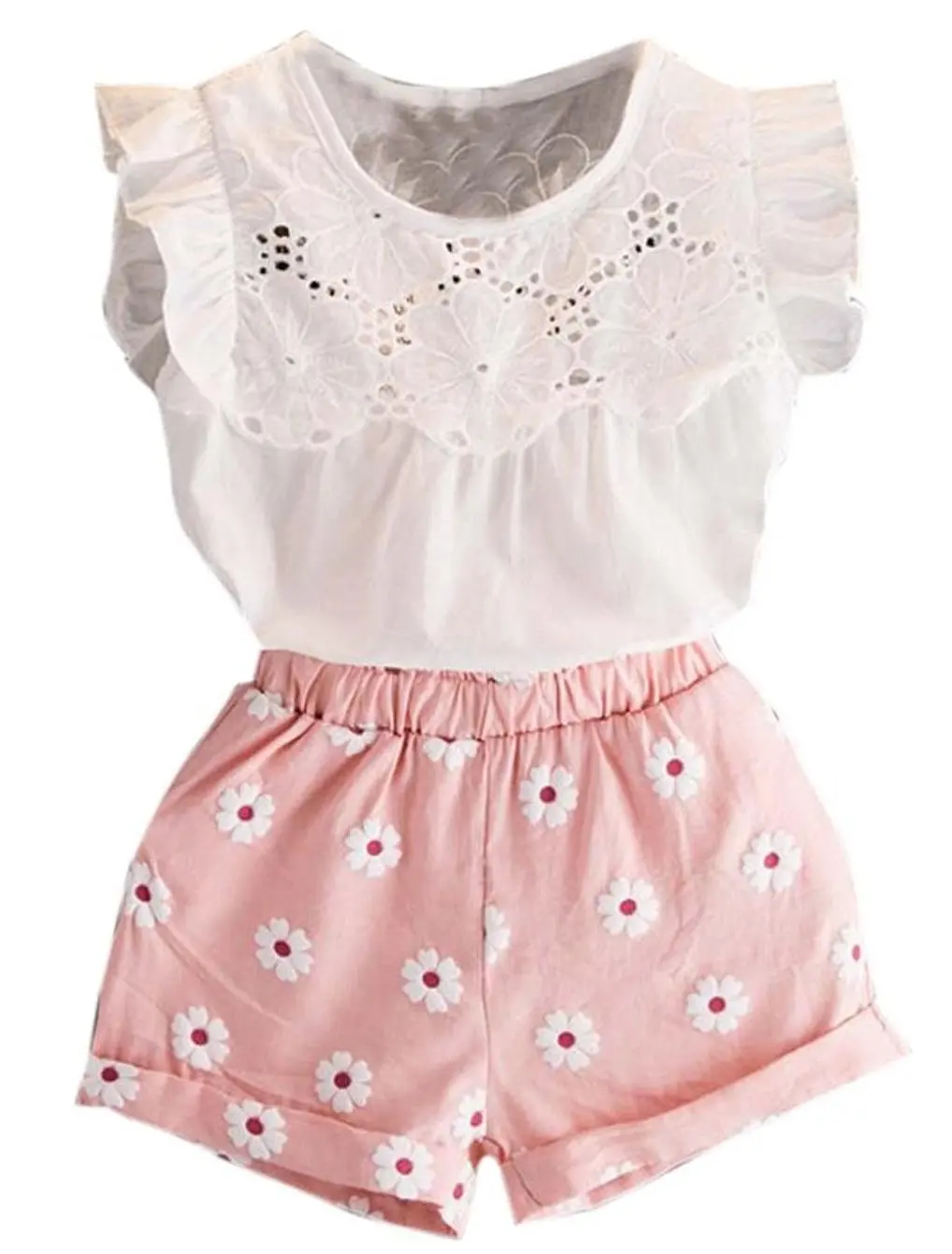 Happy Town 2Pcs Set Toddler Kids Baby Girls Outfits Clothes T-Shirt Vest Tops+Shorts Pants(2-6 T) 1