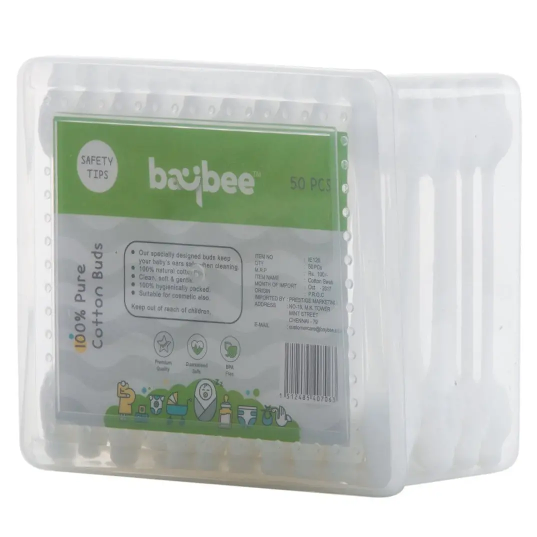 Cotton Baby Ear Buds 50 Pcs Safe Hygiene With Ear Protection 1