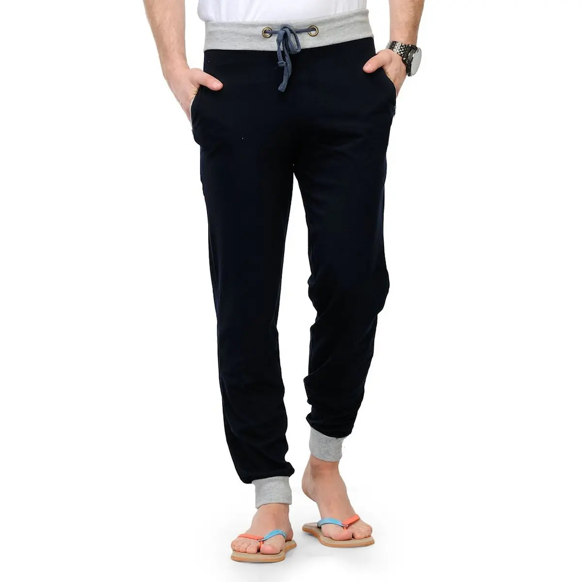 Style Shell Navy Men's Cotton Cuff Track Pants (Medium)(1968071031) 2