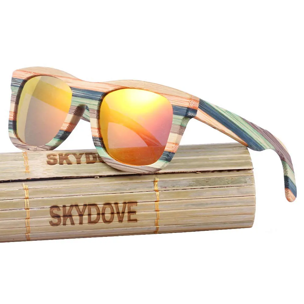 Skydove Bamboo Wooden Rainbow Sunglasses For Women 1