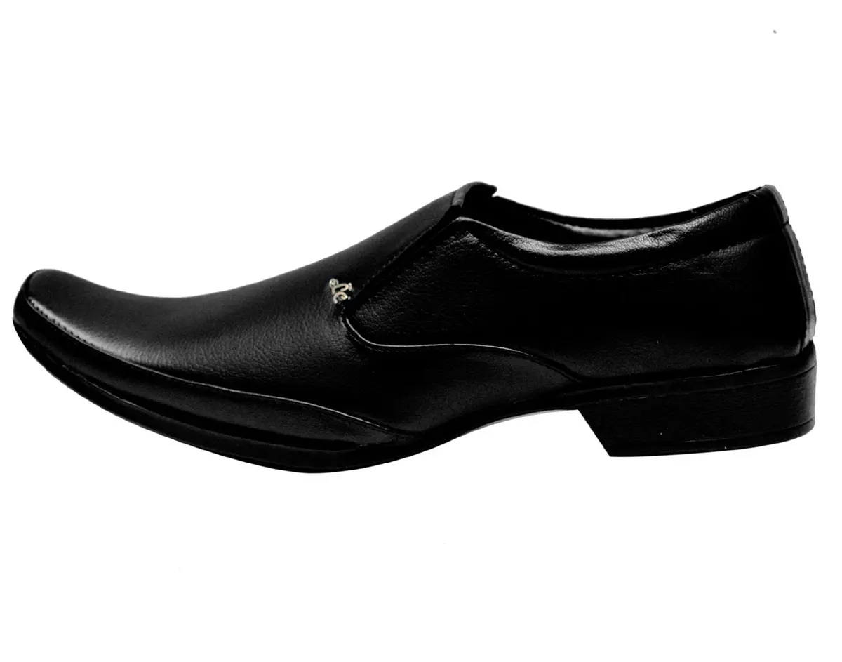 Kraasa Men's Black Leather Formal Shoes 2