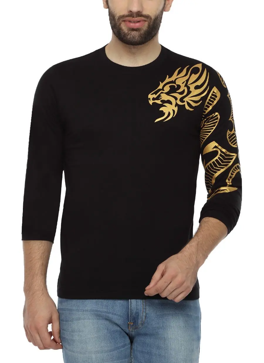 Pepperclub Men's Cotton Round Neck Full Sleeve Printed Tshirt - Dragon 2