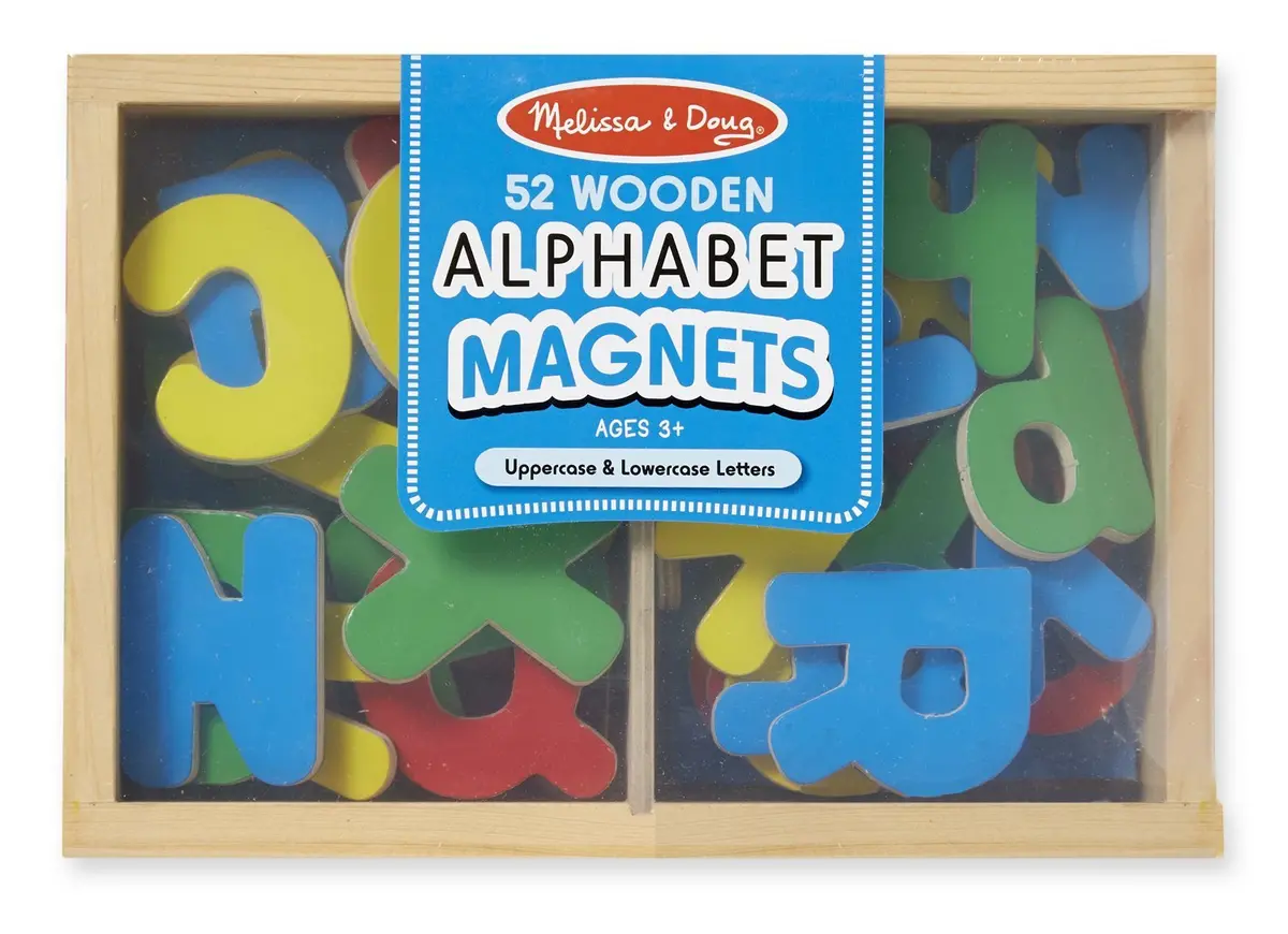 Melissa & Doug 52 Wooden Alphabet Magnets In A Box - Uppercase And Lowercase Letters 1