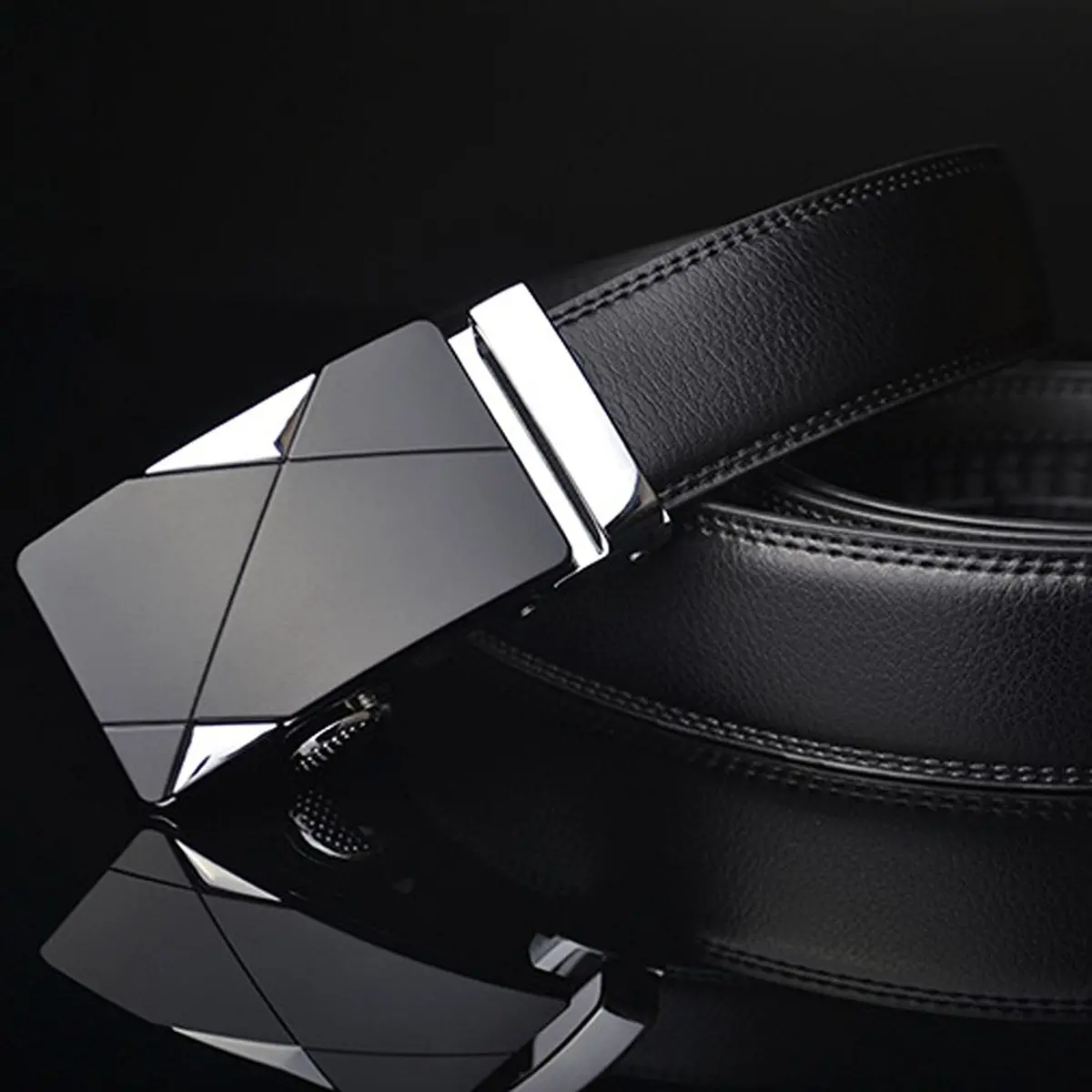 Satyam Kraft Men's Black Pu Leather Belt (42) 2