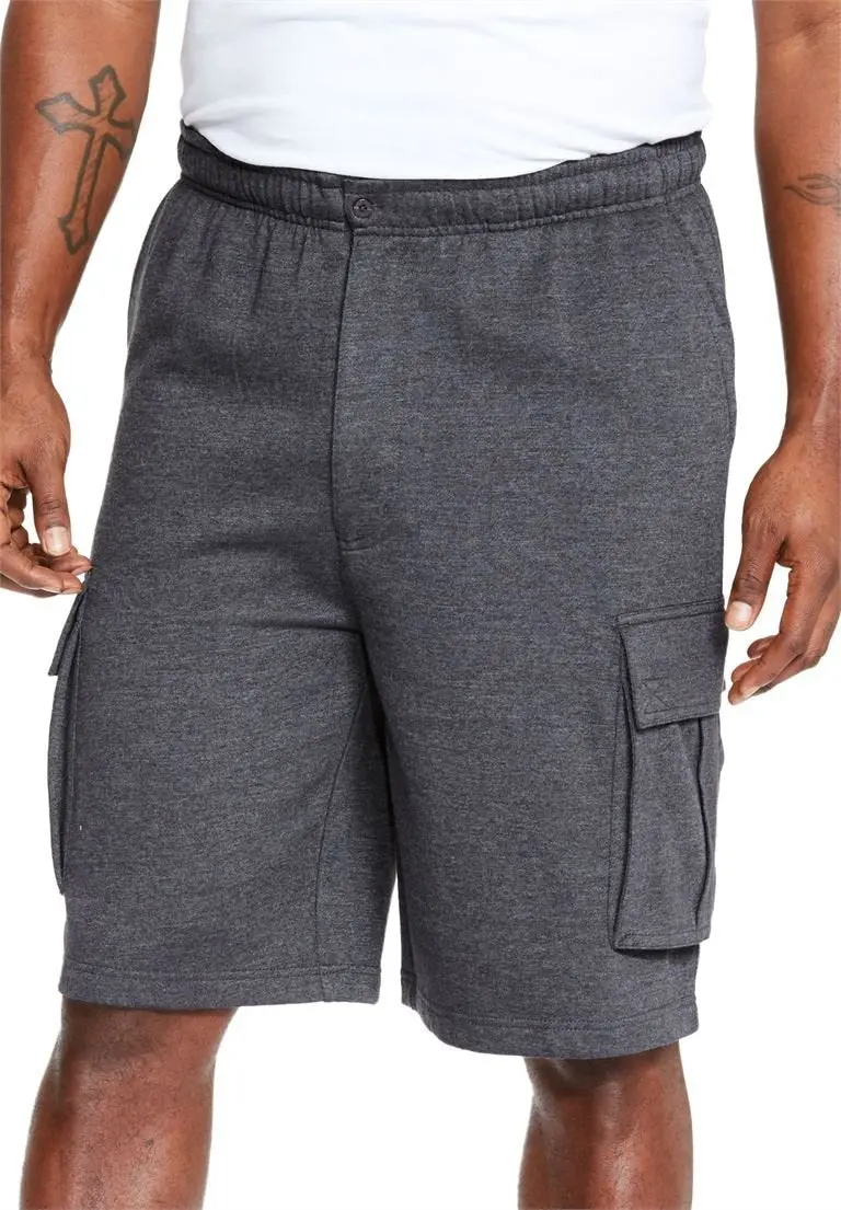 Kingsize Men's Big & Tall Fleece Cargo Shorts, Heather Charcoal Tall-5Xl 1