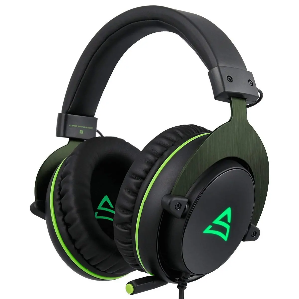 Supsoo G817 Surround Stereo Sound Gaming Led Lighting Over-Ear Headphones Wired Headset For Pc Gamers With Mic Noise Cancelling & Volume Control ( Black & Green ) 1