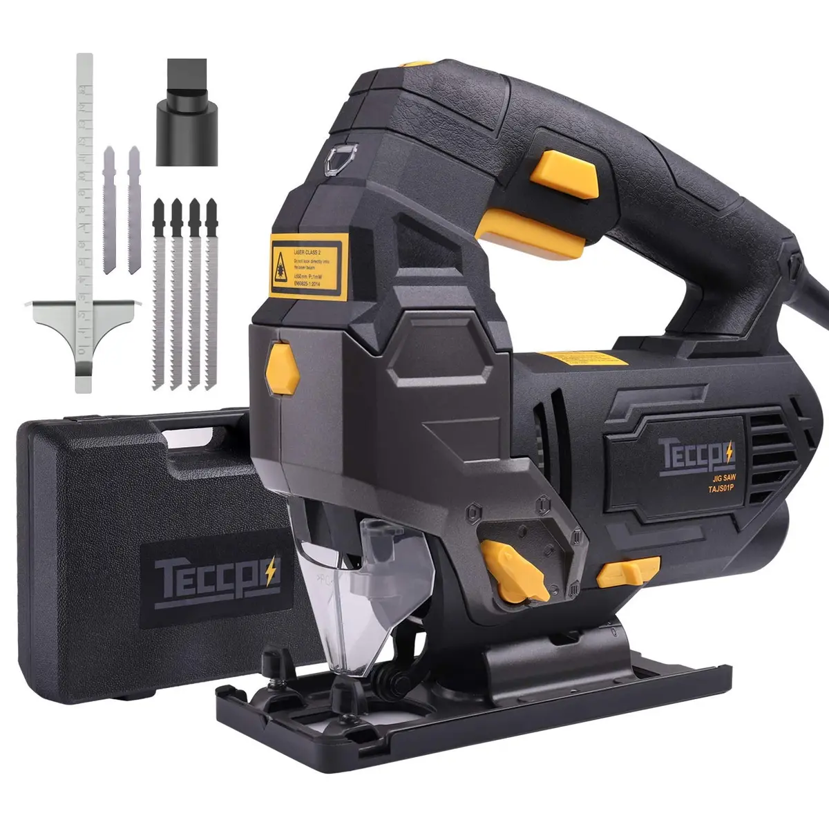 Scies Sauteuses, Teccpo Professional 800W Scie Sauteuse Électrique, Hauteur De Course 22Mm, 3000Spm, Angle Max 45°, 6 Vitesses, Avec Guide Laser - Tajs01p 1