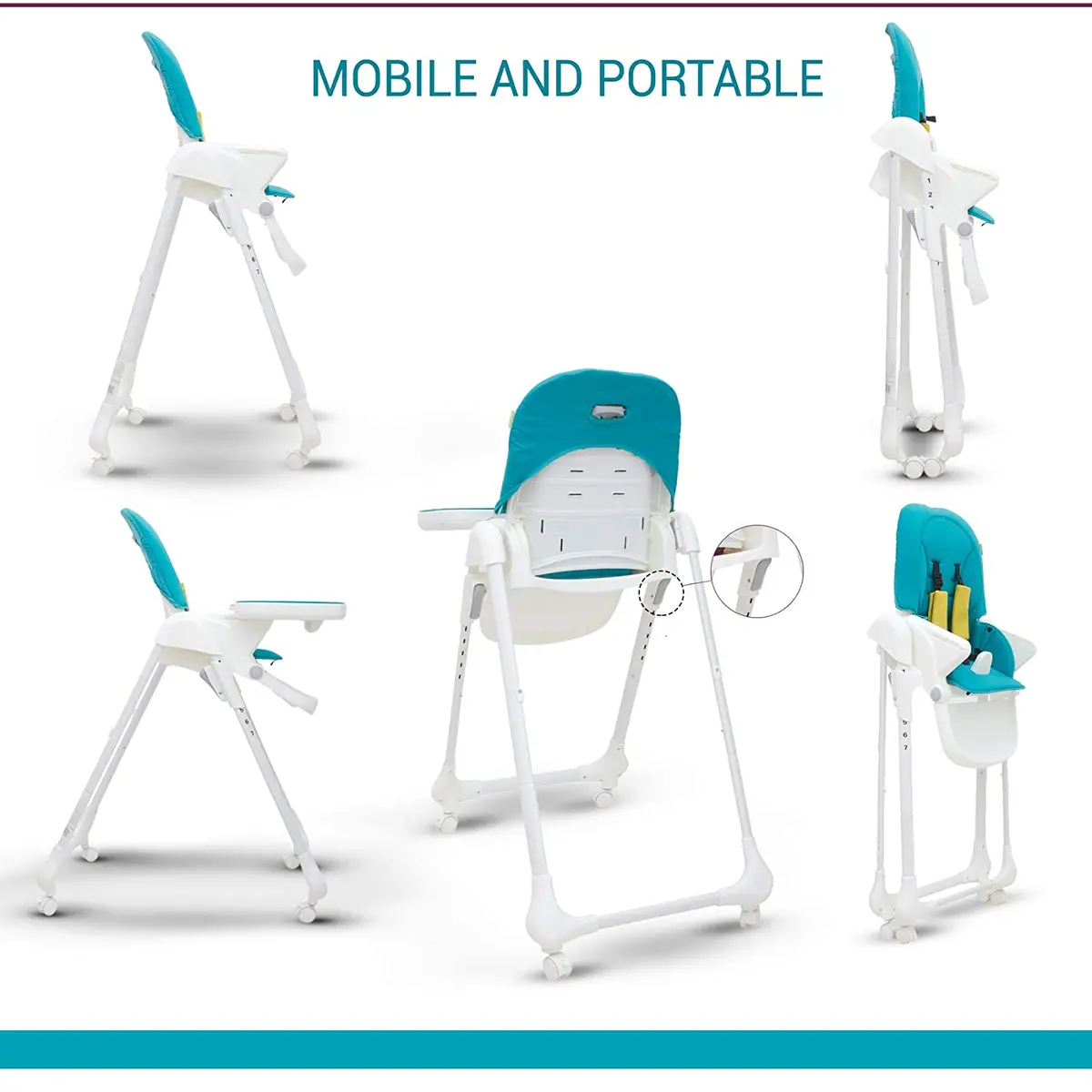 Smart Clean Baby High Chairs For Feeding, Portable High Chair For Baby/Kids Dining Table Chair -Toddler Booster Seat With Cushion And Safety Belt, Folding Baby Chair For Eating 2