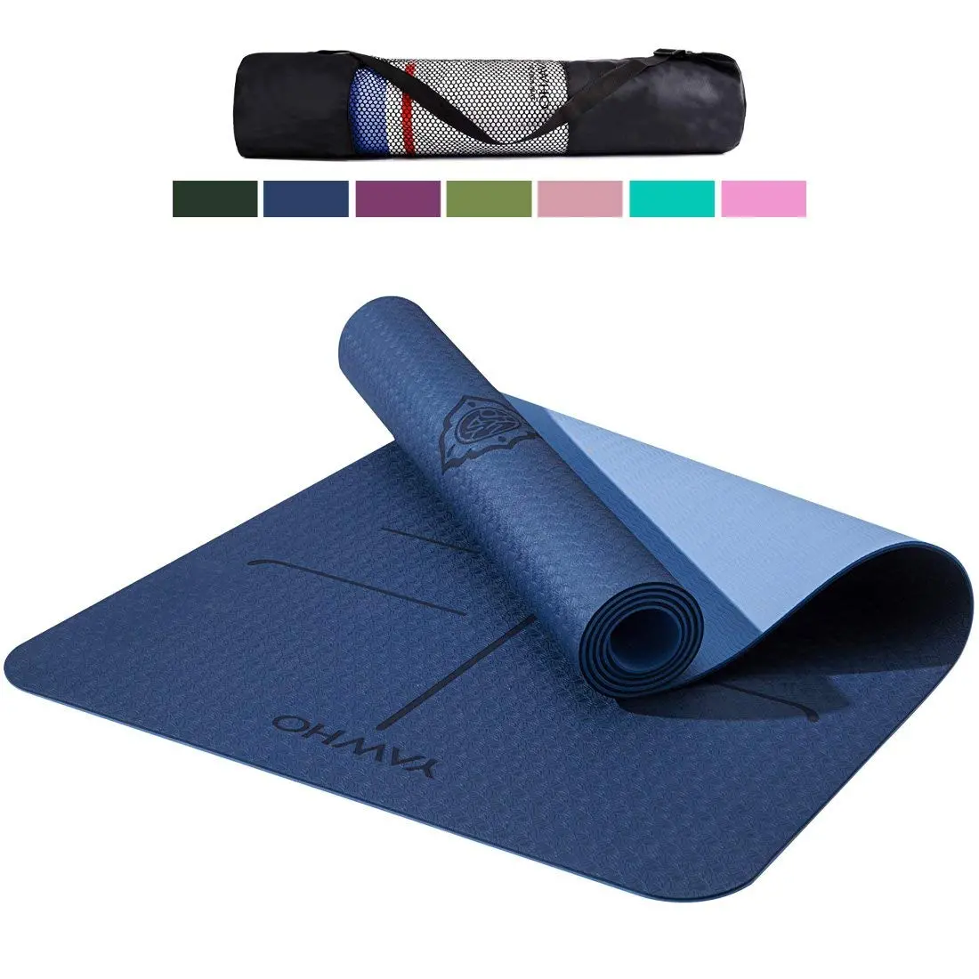 Yoga Mat Fitness Mat Eco Friendly Material Sgs Certified Ingredients Tpe Specifications 72'' X 24'' Thickness 1/4-Inch Non-Slip Extra Large Yoga Mat With Carry Strap And Carry Bag 1