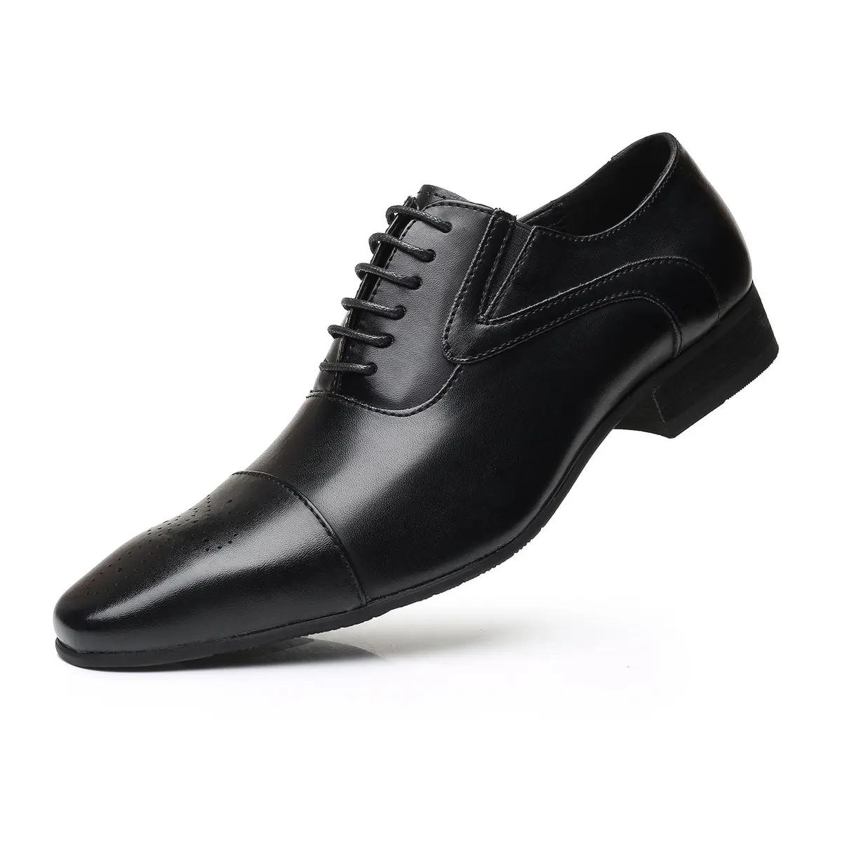 Men's Business Casual Shoes, Classic Leather Oxfords Dress Shoes Modern Round Cap Toe Lace Up Formal Shoes For Men 1