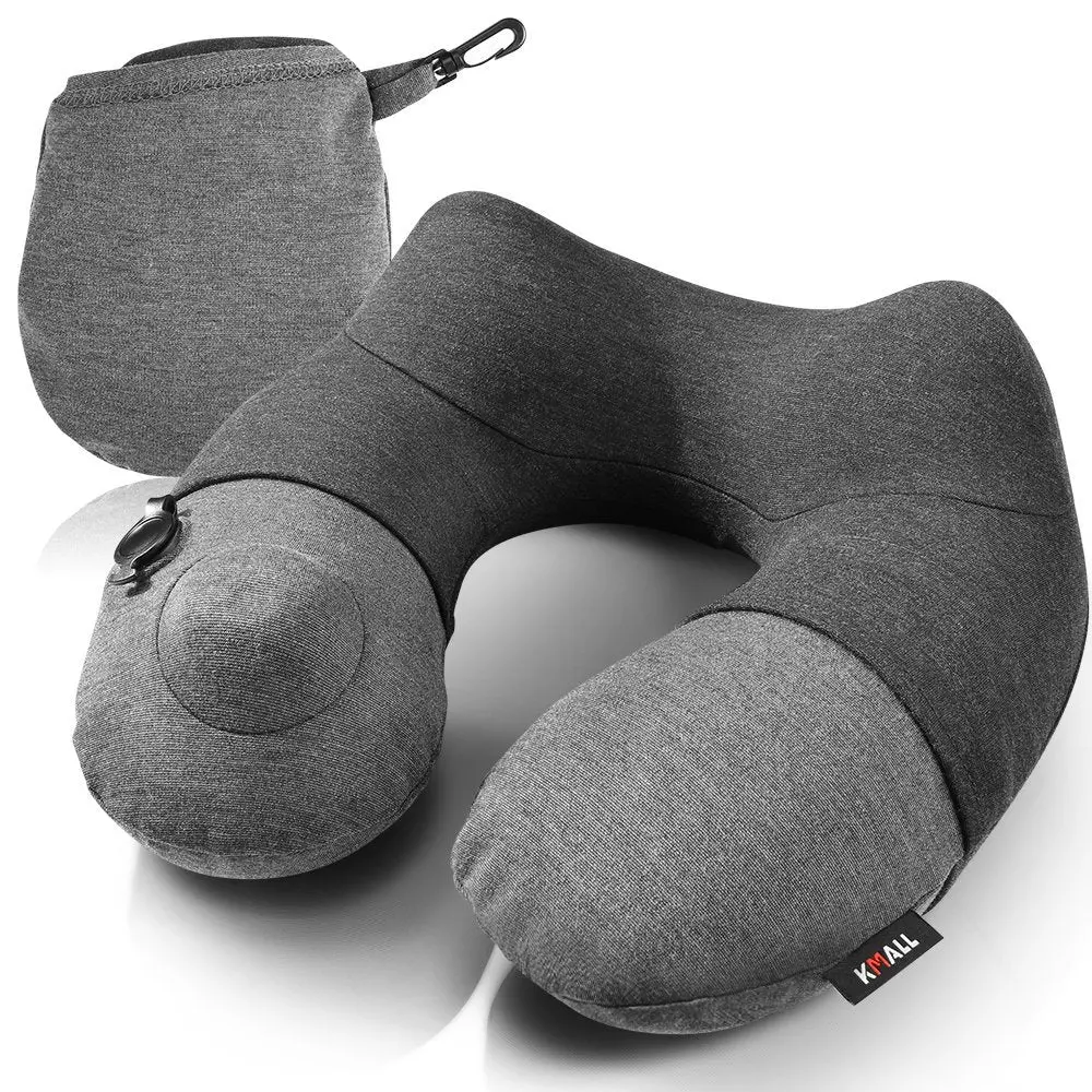 (Grey) - Inflatable Travel Pillow,Kmall Cool Travel Pillows For Aeroplanes Comfortable U Shape Inflatable Neck Pillow With Head And Neck Supports For Aeroplanes Travel,Car,Driving(Grey) 2