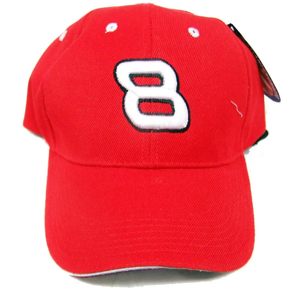 Red Color Cap With Number 8 Baseball Racing Hat 1