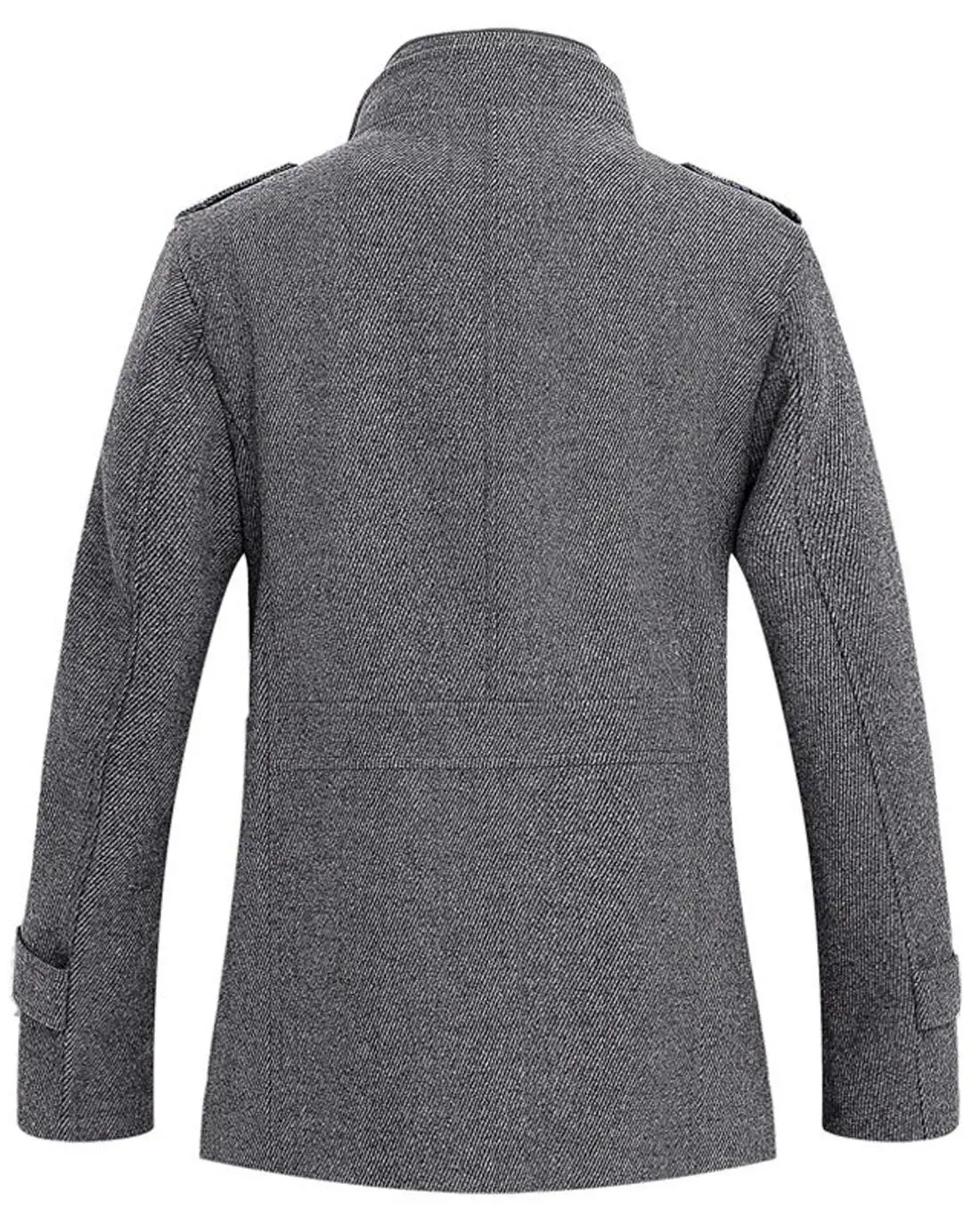 Chouyatou Men's Stand Collar Classic Pea Coat With Removable Inner Collar (Large, Gray) 2