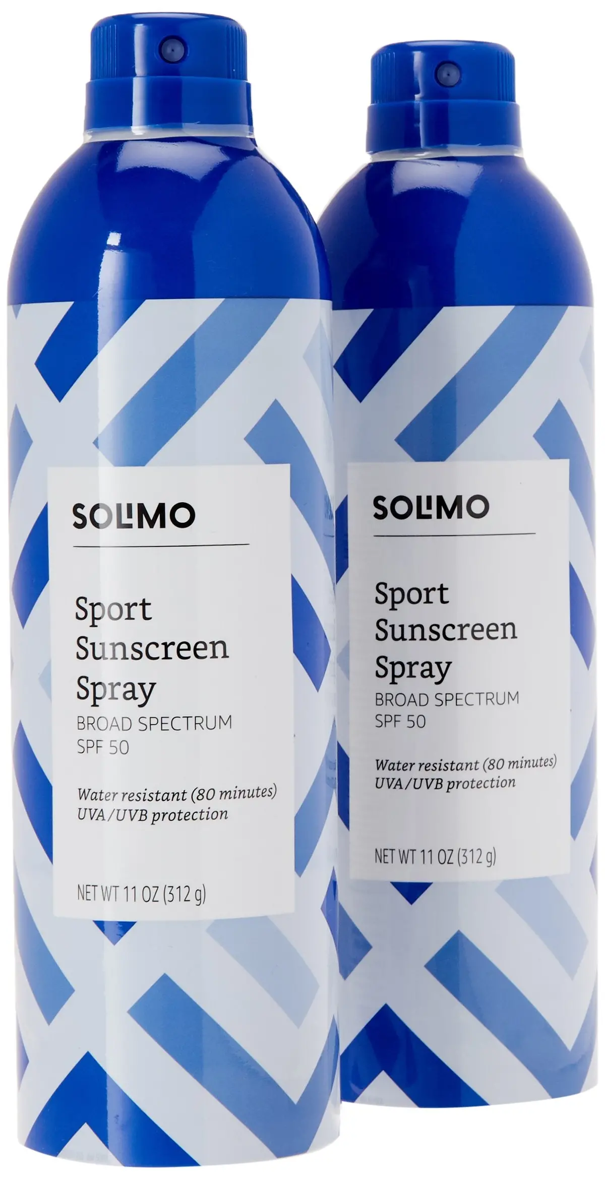 Amazon Brand - Solimo Sport Sunscreen Spray Broad Spectrum Spf 50, 11 Ounce (Pack Of 2) 1