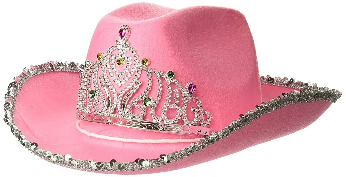 Velvet Pink Cowboy Hat With Tiara 1