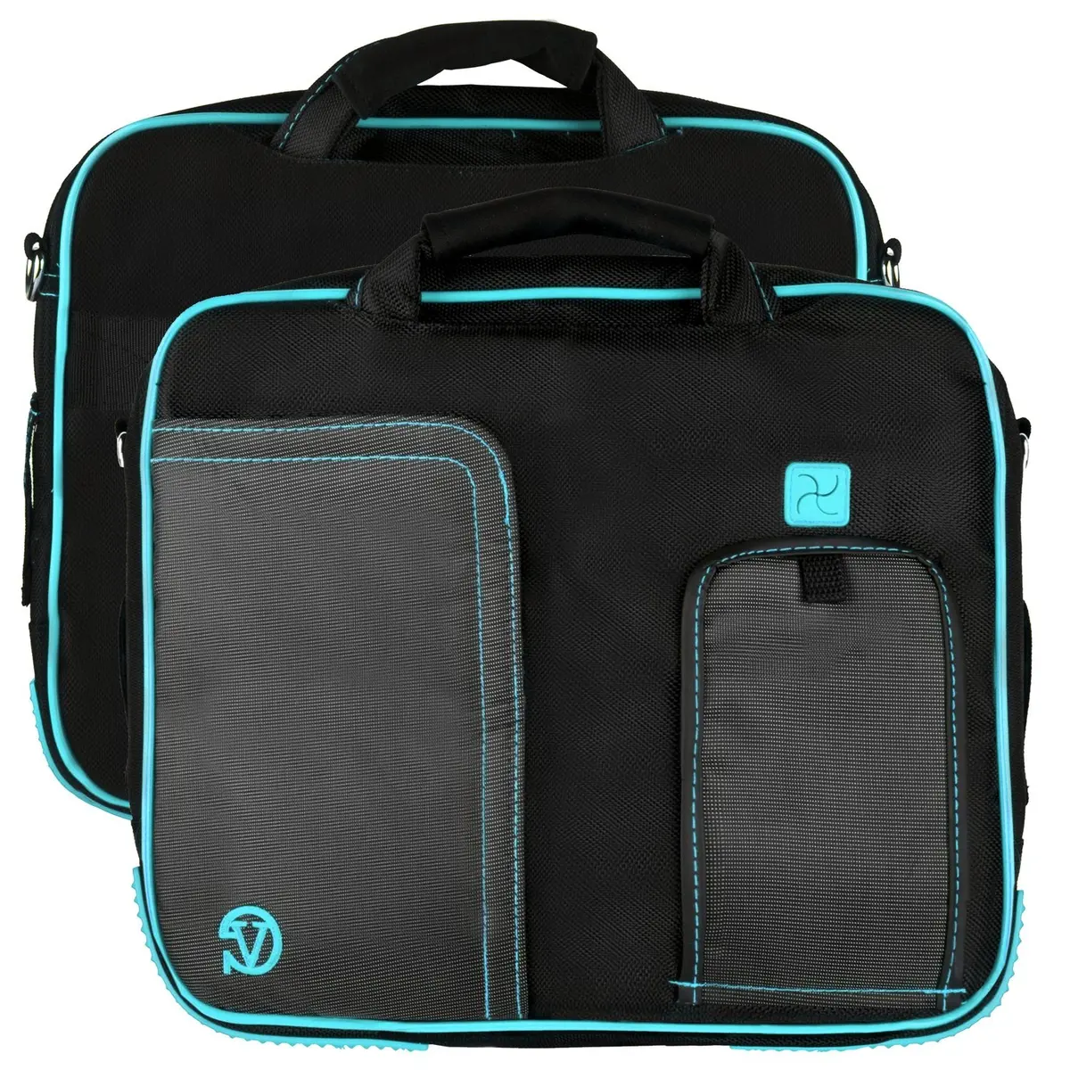 Vangoddy Black-Aqua Pindar Shoulder Portfolio Bag Case For Micromax Canvas Laptab Ii Lt777 11.6-Inch Laptop 2